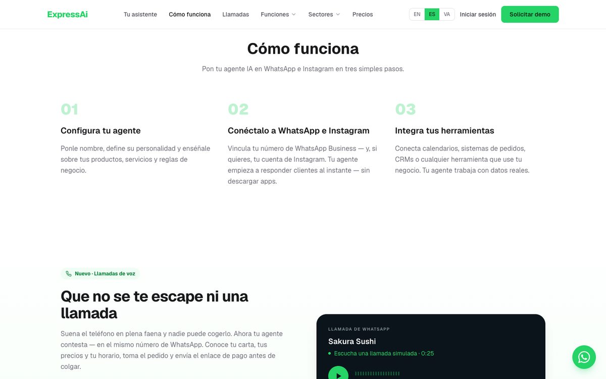 Web de ExpressAi: los tres pasos de configuración